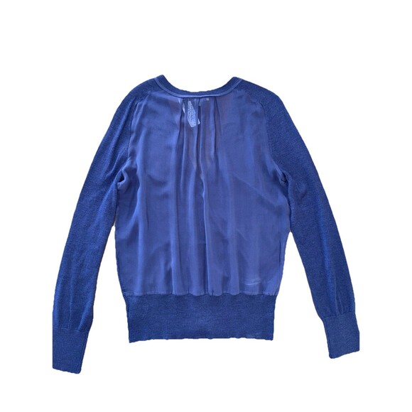 Luxury Silk Sheer Back Cardigan Navy Blue M Quiet Luxury Pendleton Chic. NWT - Picture 6 of 10